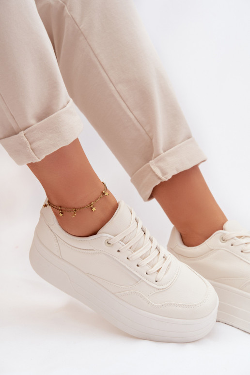 Tenisky model obuvi Dámske s platformou slonovina Feressa