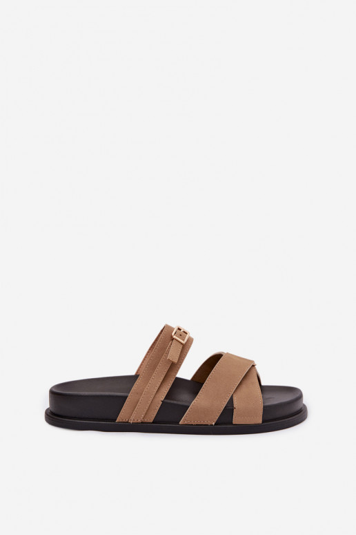 Dámske papuče S pruhmi I Złotą s prackami béžová Selorina