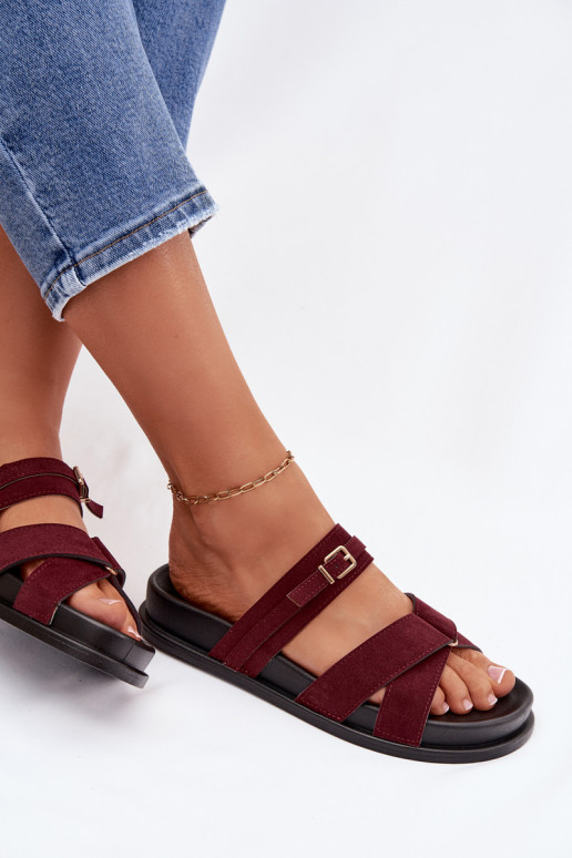 Dámske papuče S pruhmi I Złotą s prackami bordová Selorina