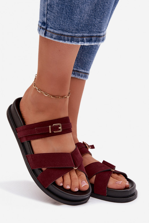 Dámske papuče S pruhmi I Złotą s prackami bordová Selorina