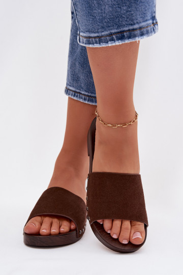 Dámske papuče s nitmi so širokými podpätkami CzekoladoIne Amelvessa 2