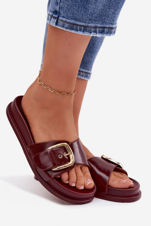 Dámske papuče so zlatými prackami bordová Rosivana