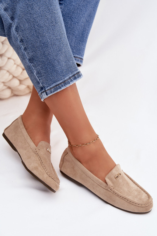dámske mokasínyMálým zlatej farbym Detalem béžová Sarivelle