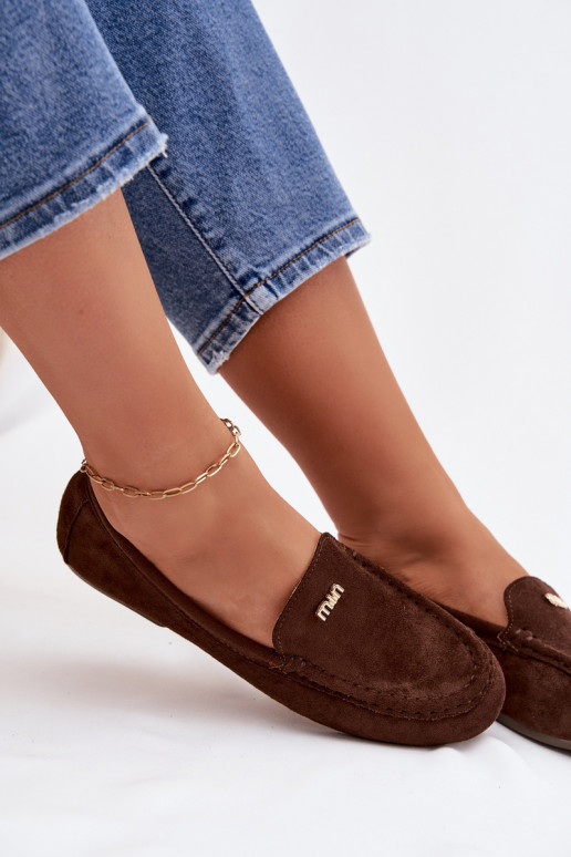 dámske mokasínyMálým zlatej farbym Detalem CzekoladoIne Sarivelle