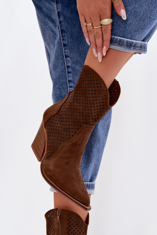 s prvkami prelamovania Dámske čižmy Hnedá farba Rivorina