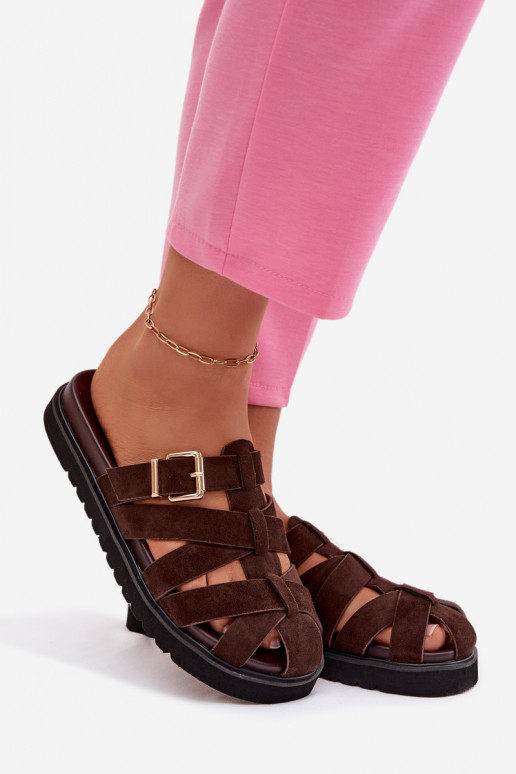 Dámske papuče S pruhmi I Złotą s prackami CzekoladoIne Roselisse