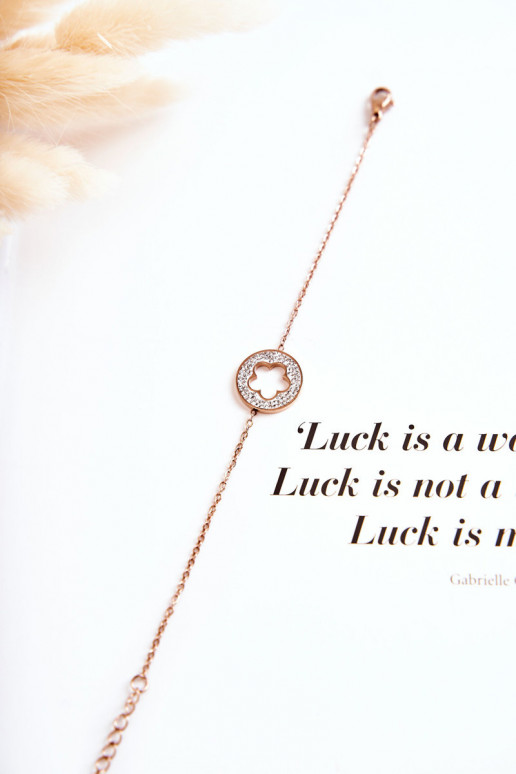 Dámske Náramok Celebrita s kvetinovými motívmi I so zirkónovými otvormi farba ružového zlata