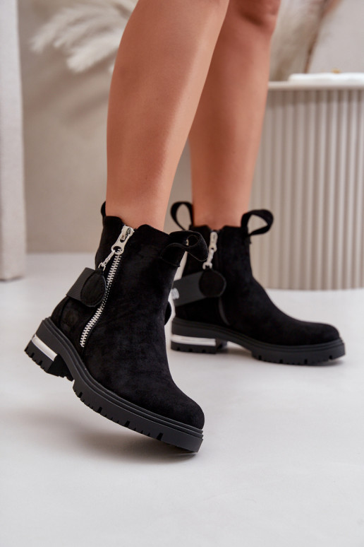 zahriať sa Dámske čižmy so zipsami čierna Calvaro
