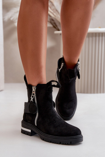 zahriať sa Dámske čižmy so zipsami čierna Calvaro 2