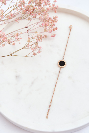 Dámske Náramok Celebrita čierna Koleso farba ružového zlata 2