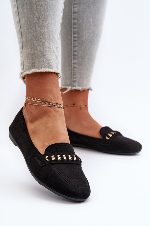 Lesklé mokasíny Dámske s reťazami čierna Aredilla