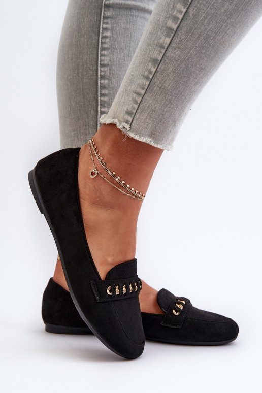 Lesklé mokasíny Dámske s reťazami čierna Aredilla