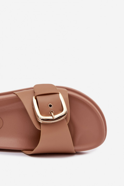 Dámske papuče so zlatými prackami béžová Rosivana