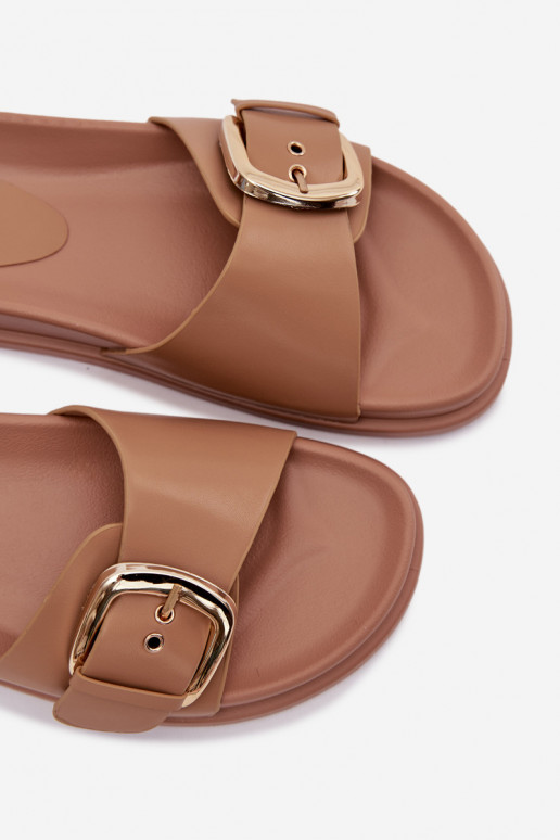 Dámske papuče so zlatými prackami béžová Rosivana