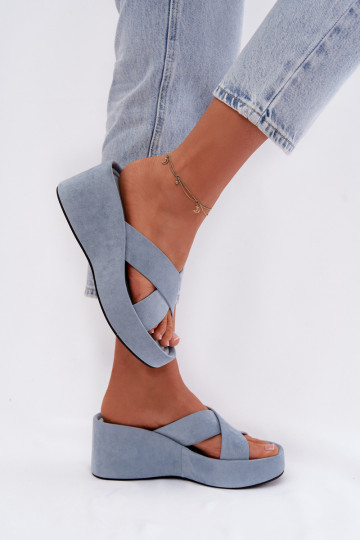 Dámske papuče Zapnuté INedgez eko semišuu Modrá Calorine