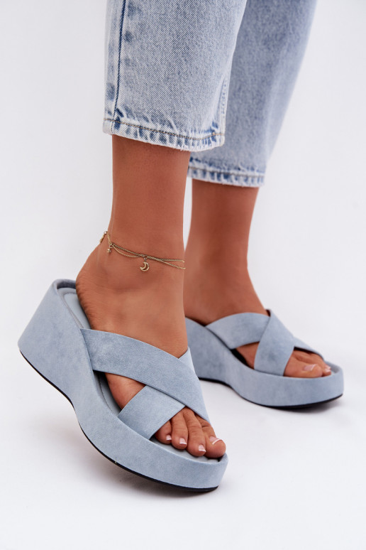 Dámske papuče Zapnuté INedgez eko semišuu Modrá Calorine