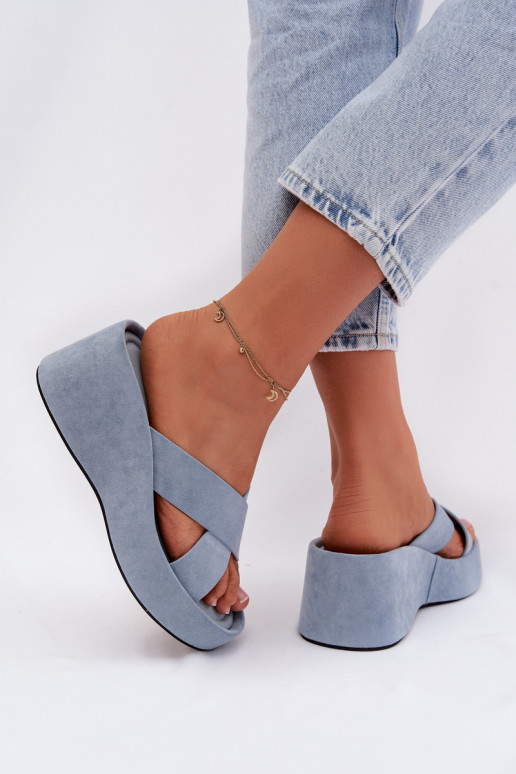 Dámske papuče Zapnuté INedgez eko semišuu Modrá Calorine