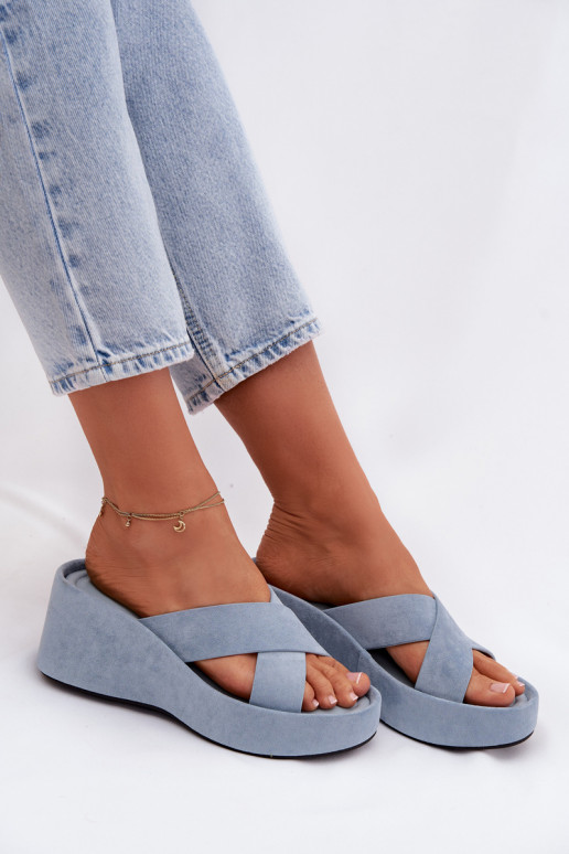 Dámske papuče Zapnuté INedgez eko semišuu Modrá Calorine