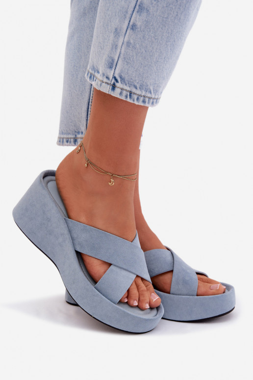 Dámske papuče Zapnuté INedgez eko semišuu Modrá Calorine