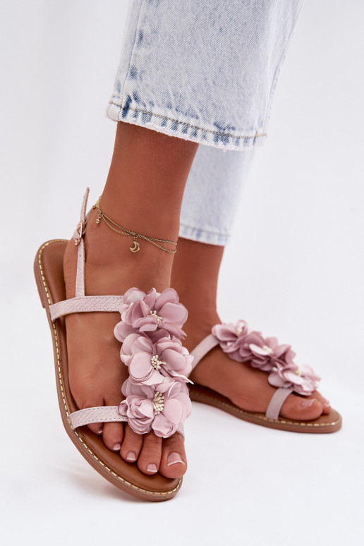 Sandále pre ženy S Ornatemi s kvetinovými motívmikami Fialová Noemia