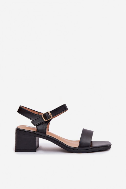 Dámske sandále Eko Kožené Zapnuté Klocku čierna Sabela