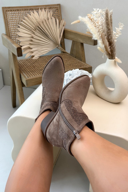 Prelamované čižmy Dámske s podpätkami S.Barski HY61-8013 Hnedá farba