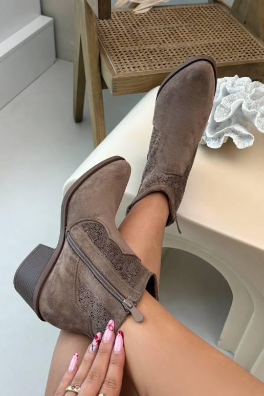 Prelamované čižmy Dámske s podpätkami S.Barski HY61-8013 Hnedá farba