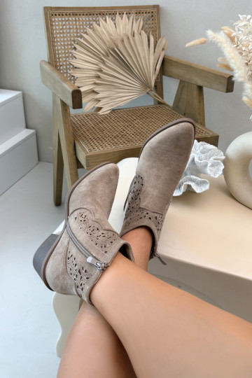 Prelamované čižmy Dámske so širokými podpätkami S.Barski HY61-8026 béžová