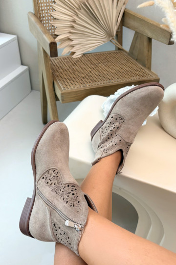 Prelamované čižmy Dámske so širokými podpätkami S.Barski HY61-8026 béžová 2