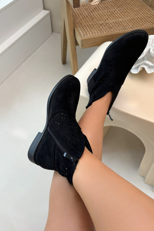 Prelamované čižmy Dámske so širokými podpätkami S.Barski HY61-8026 čierna