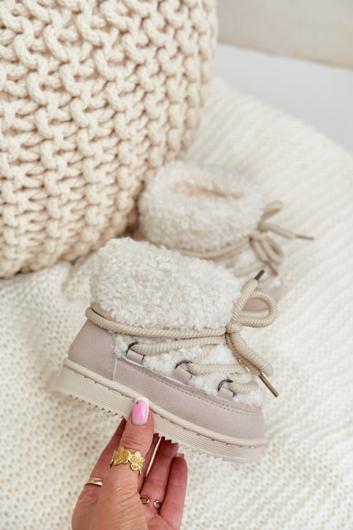 teplý Čižmy Snehule deti s popruhmi béžová Asija