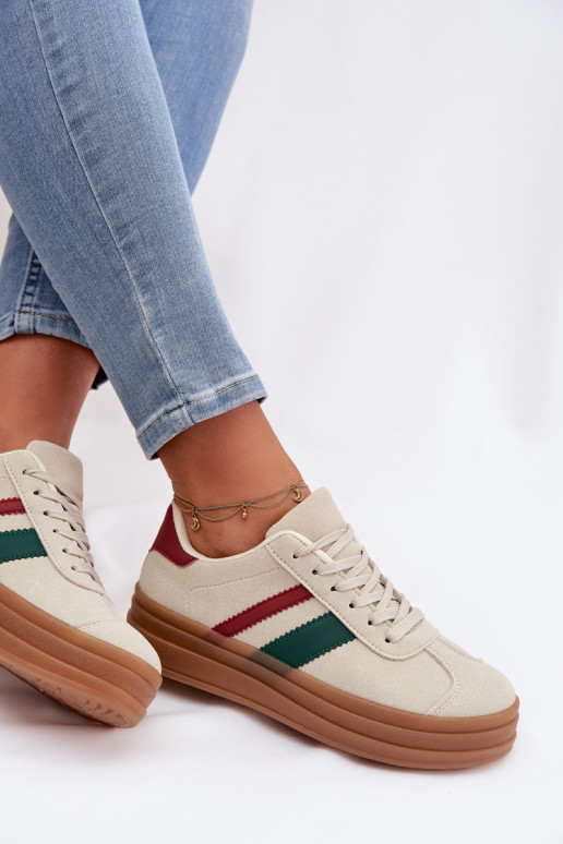 Tenisky model obuvi Dámske s platformou béžová Janivelle