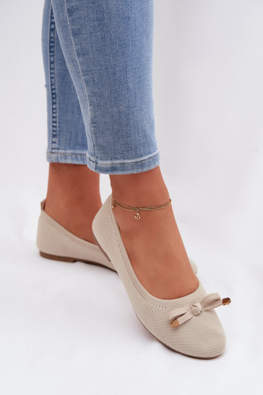 Balerínky so stuhami béžová Amelivra