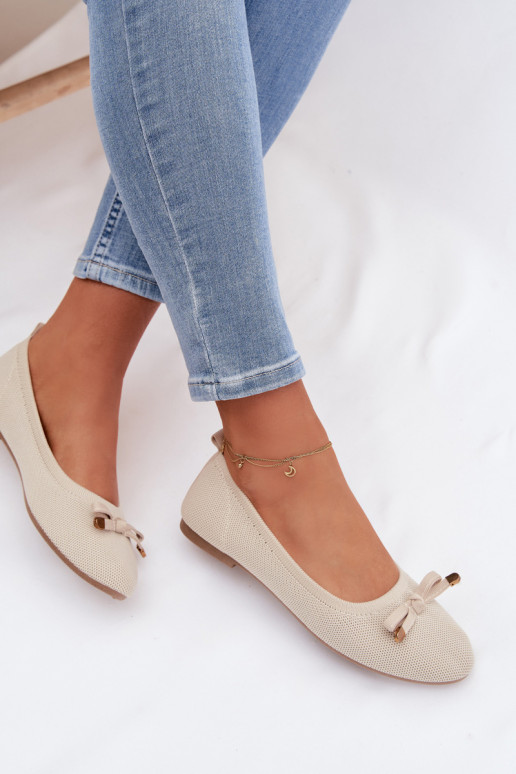 Balerínky so stuhami béžová Amelivra