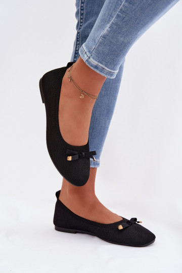 Balerínky so stuhami čierna Amelivra