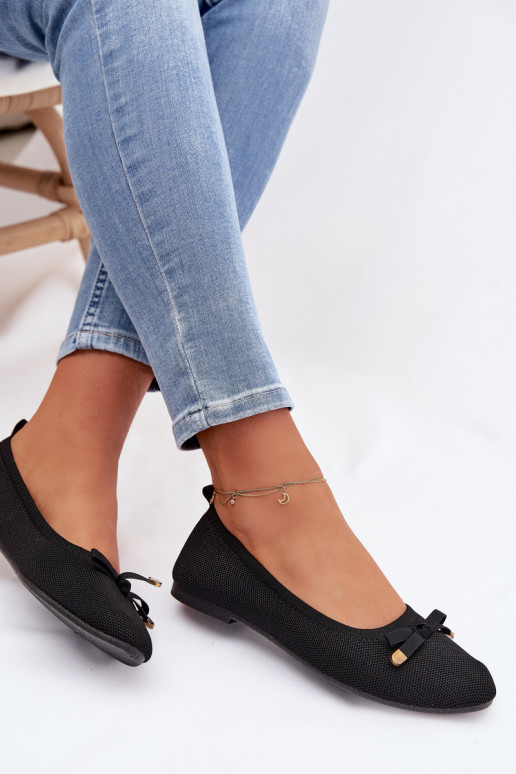 Balerínky so stuhami čierna Amelivra