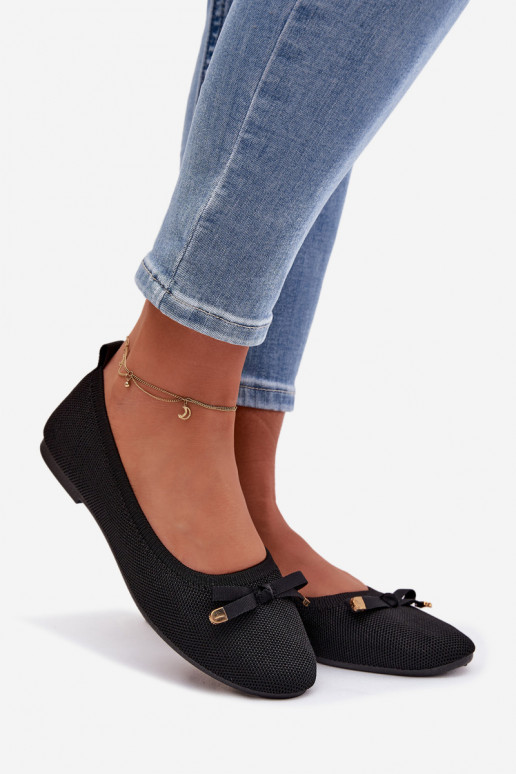 Balerínky so stuhami čierna Amelivra