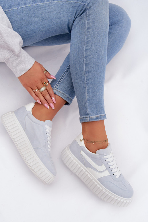 Tenisky model obuvi Dámske s platformouz eko semišuu svetlo modrá Cadrina