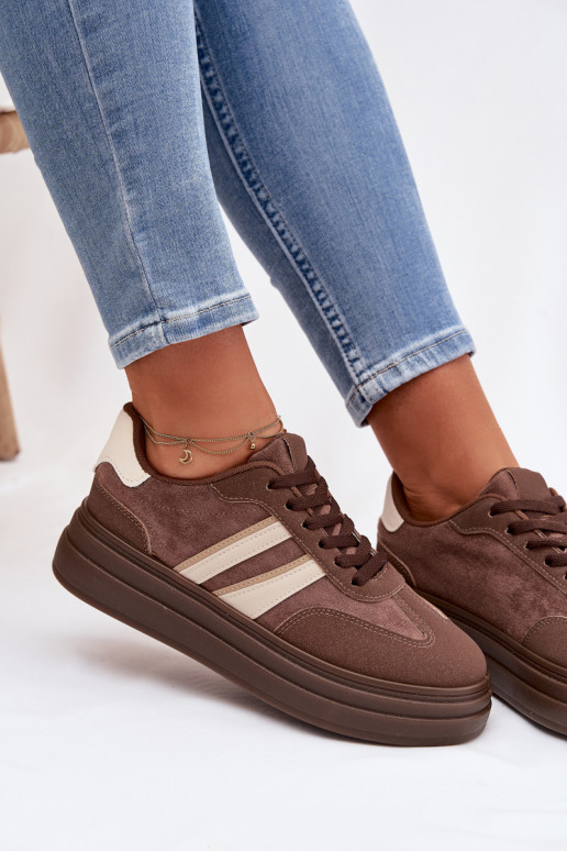Tenisky model obuvi Dámske s platformou Hnedá farba Galleria