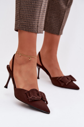 Dámske sandále s tenkými podpätkami so stuhami CzekoladoIne Hestia 2