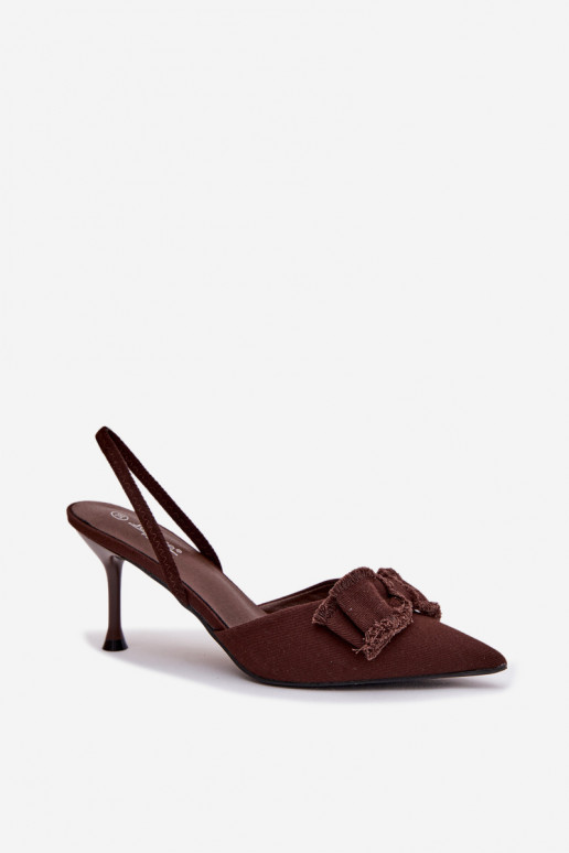 Dámske sandále s tenkými podpätkami so stuhami CzekoladoIne Hestia
