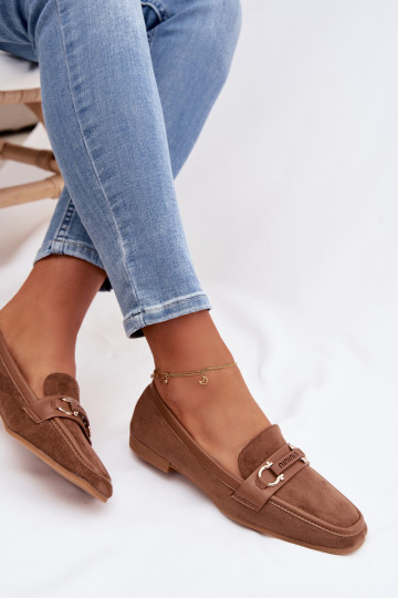 Mokasíny Mokasíny Dámske S Ornatem Element Hnedá farba Evelora