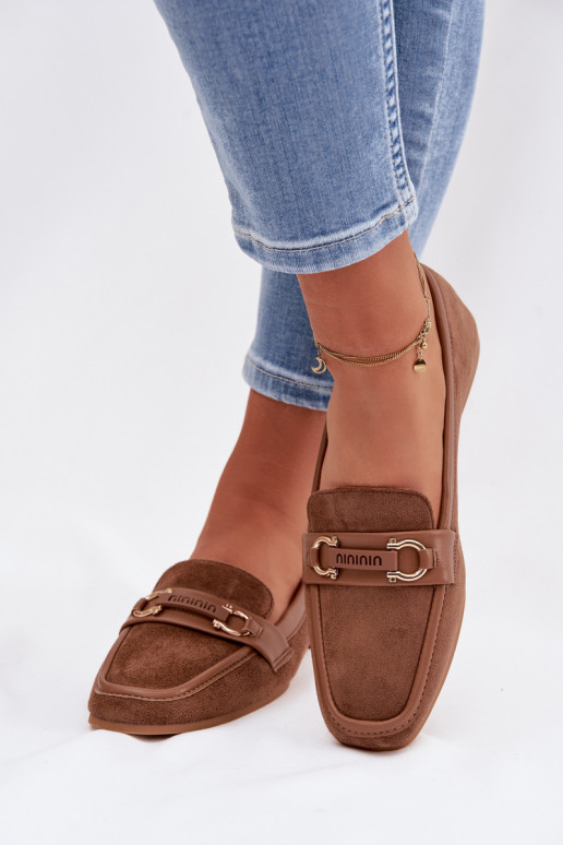 Mokasíny Mokasíny Dámske S Ornatem Element Hnedá farba Evelora