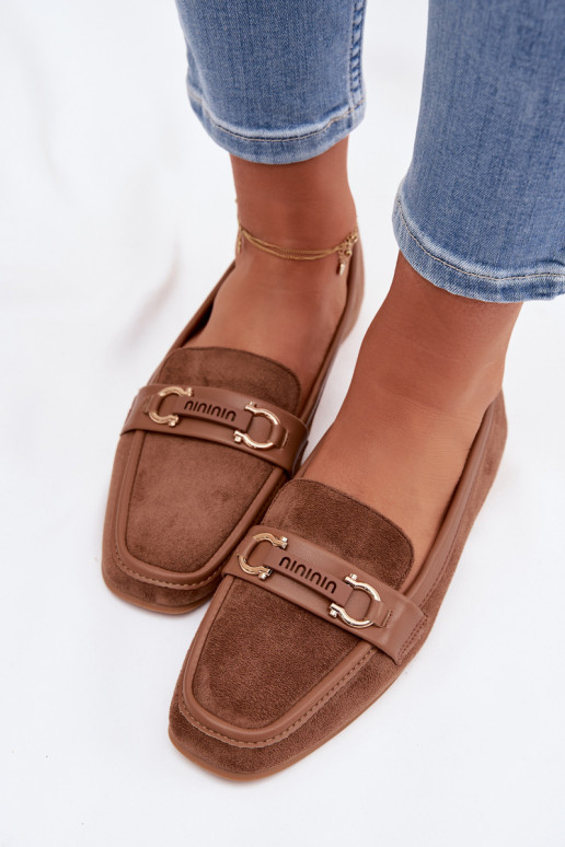 Mokasíny Mokasíny Dámske S Ornatem Element Hnedá farba Evelora