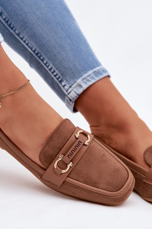 Mokasíny Mokasíny Dámske S Ornatem Element Hnedá farba Evelora