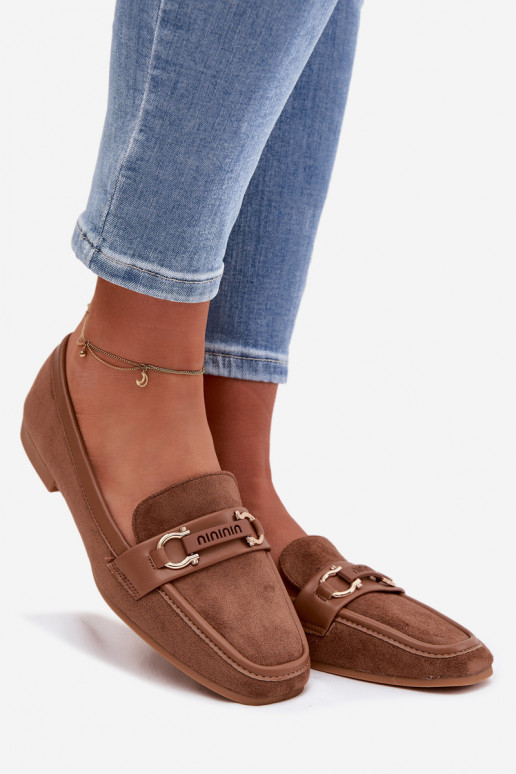 Mokasíny Mokasíny Dámske S Ornatem Element Hnedá farba Evelora