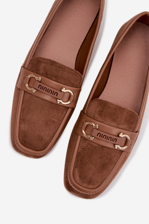 Mokasíny Mokasíny Dámske S Ornatem Element Hnedá farba Evelora