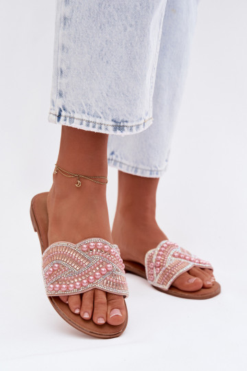 Zdobené Papuče so širokými podpätkami Ružová Dovima 2