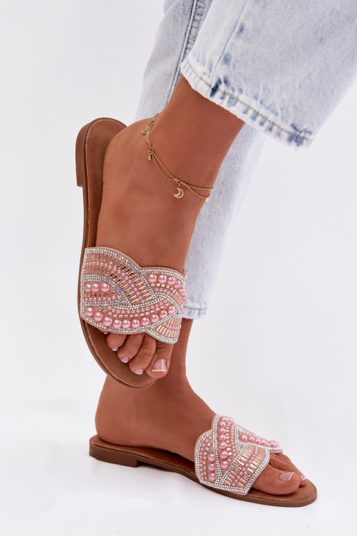 Zdobené Papuče so širokými podpätkami Ružová Dovima