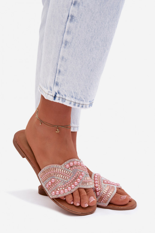 Zdobené Papuče so širokými podpätkami Ružová Dovima